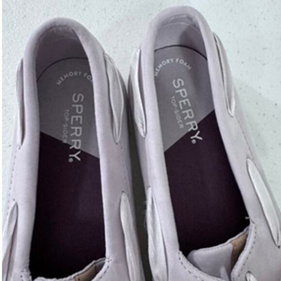 "SPERRY" Sailor ,Leather, Ribbon Lace- Up Boat Shoe , Gray/Lavender,SZ 8, Summer - Picture 4 of 8